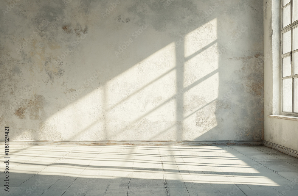 Obraz premium Modern blank wall in a bright, empty room, offering endless possibilities for customization and decoration