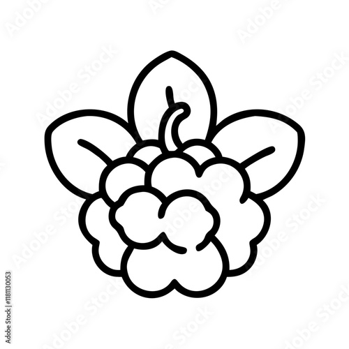 cloudberry icon, fruits line art, fruits icon - simple black line art icon of cloudberry perfect for logos, and fruits-themed designs.