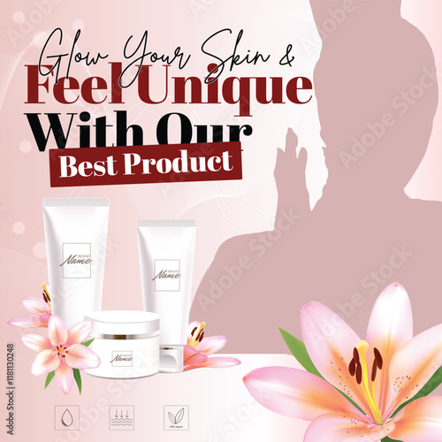 Skin care beauty insta social media marketing vector post design artwork 