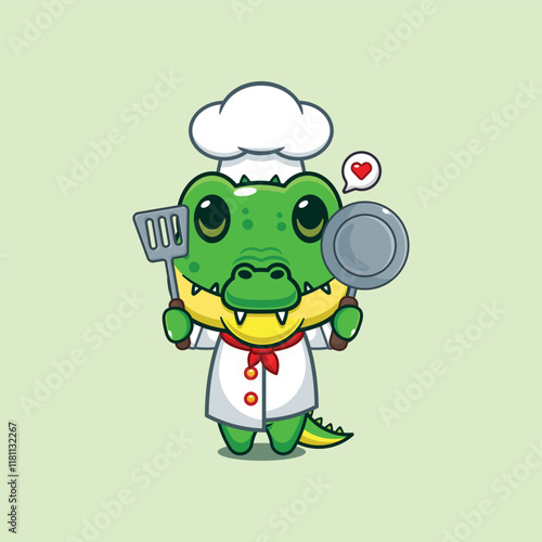 chef crocodile mascot cartoon character