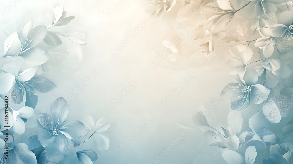 Soft Blue Floral Background with Copy Space Soft Blue Floral Background with Copy Space