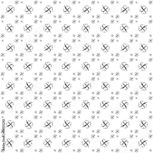 Four-leaf clover of luck. Black and white line drawing of a four-leaf clover, a rare symbol of good luck