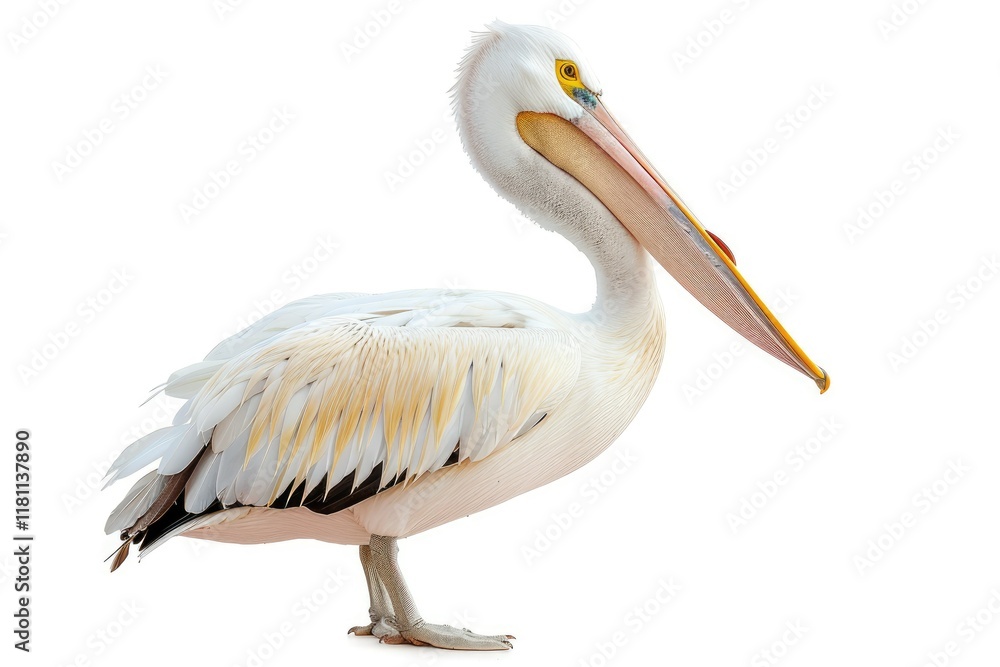 High Resolution Image of Great White Pelican Pelecanus Onocrotalus Isolated on White Background High Resolution Image of Great White Pelican Pelecanus Onocrotalus Isolated on White Background