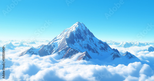Wallpaper Mural Stunning snow capped peak emerging through a blanket of clouds against a vibrant blue sky, showcasing natural beauty Torontodigital.ca