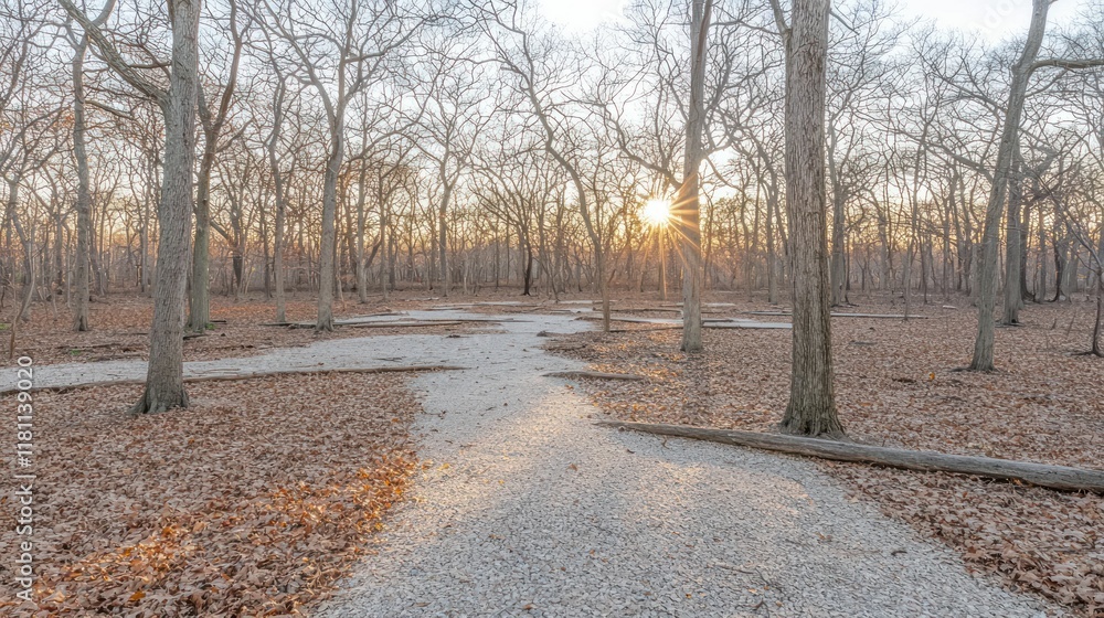Sunset Trail in the Winter Woods: A Serene Path Through Nature's Embrace Sunset Trail in the Winter Woods: A Serene Path Through Nature's Embrace