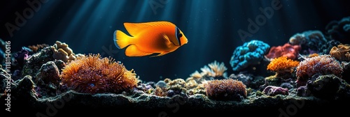 Vibrant Orange Fish in a Lush Underwater Reef