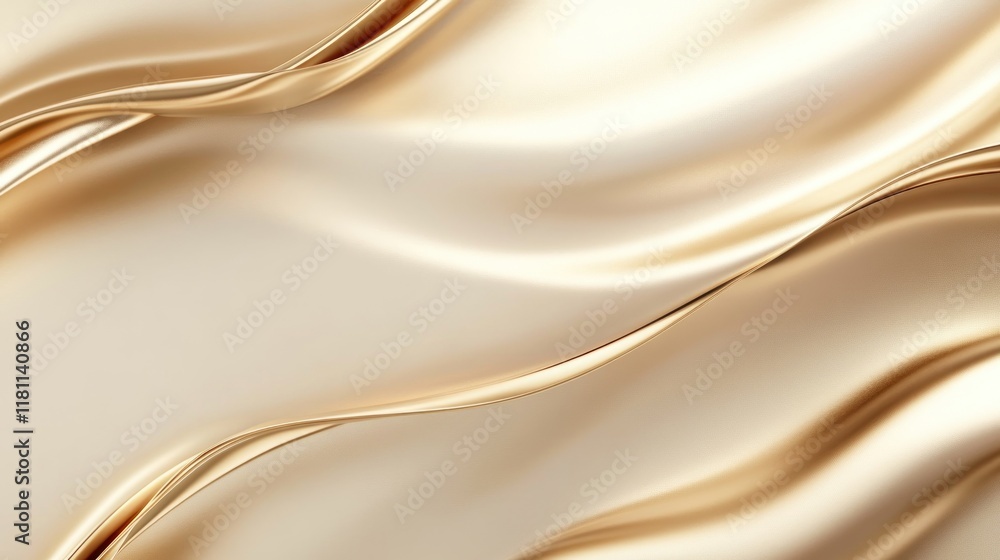 Fototapeta premium Abstract gold silk fabric waves, luxurious elegant texture background.