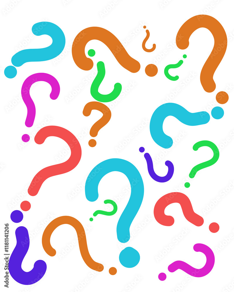 Colorful pattern of question marks Colorful pattern of question marks