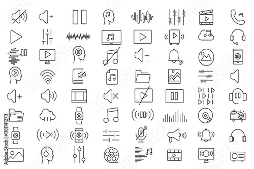  Music and Multimedia Icon Set  isolated on white background