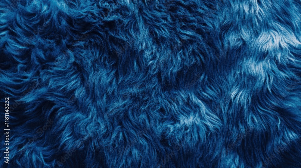 Fototapeta premium Deep Blue Fur Texture: A Close-Up Study of Luxurious, Soft, and Plush Deep Blue Shaggy Fur