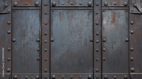 Weathered Metal Panel with Rivets