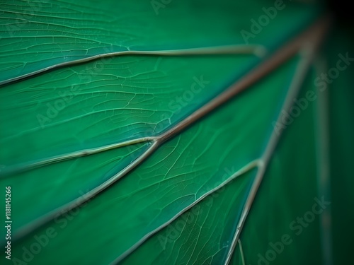 A close-up of the veins on an umbrella leaf, capturing their intricate patterns and textures photo