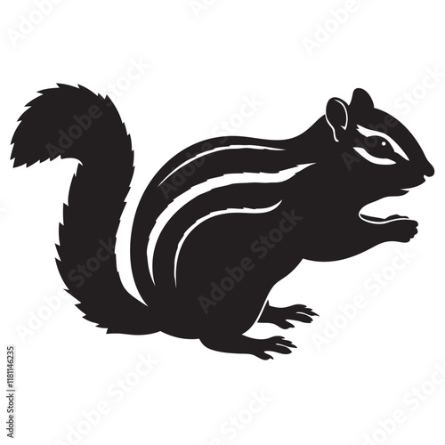 Chipmunk Rodent Icon silhouette on a white background. Cartoon Vector Illustration