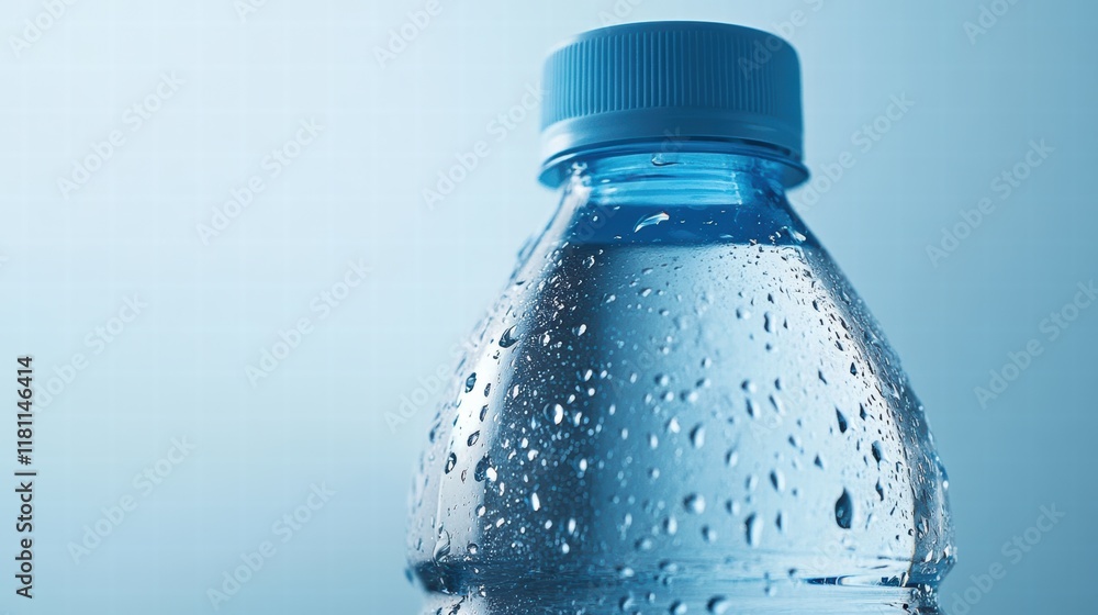 Droplets on frosted mineral water bottle with bright background Droplets on frosted mineral water bottle with bright background