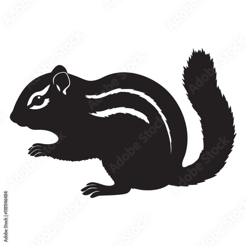 Chipmunk Rodent Icon silhouette on a white background. Cartoon Vector Illustration