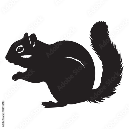 Chipmunk Rodent Icon silhouette on a white background. Cartoon Vector Illustration