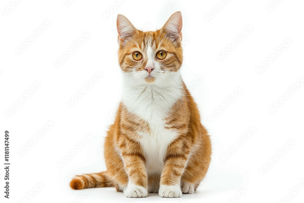 Clear Pixel Image of Orange and White Tabby Cat Facing Forward Clear Pixel Image of Orange and White Tabby Cat Facing Forward