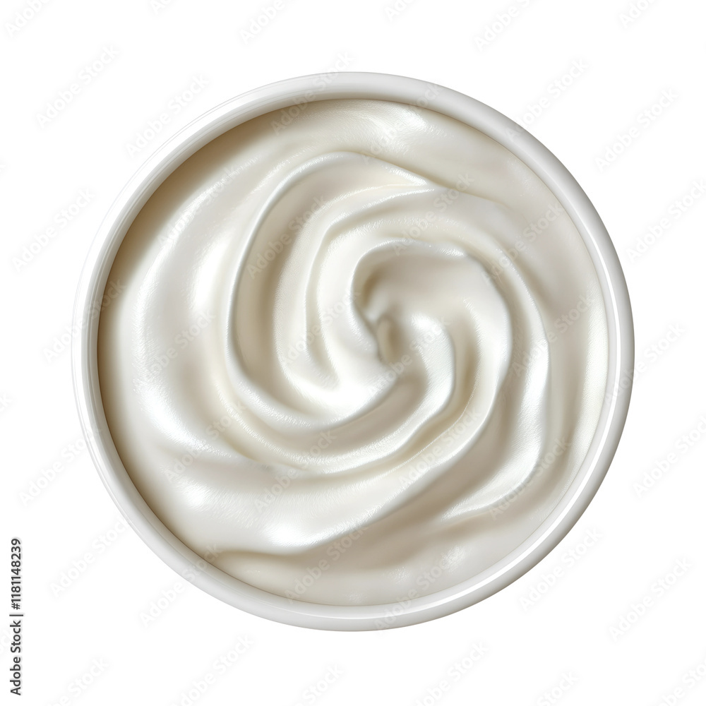 Creamy whipped dairy product in a round container isolated on transparent background Creamy whipped dairy product in a round container isolated on transparent background
