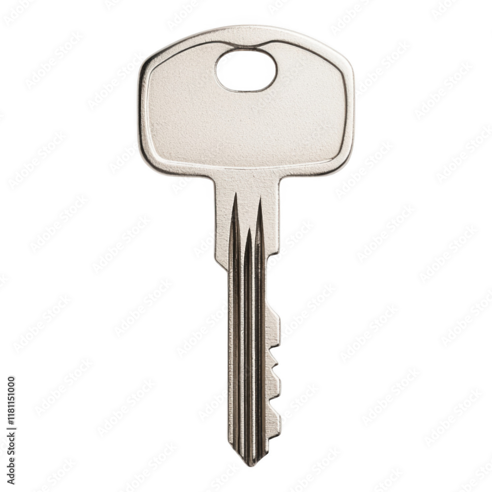 Closeup of a metal key isolated on a white background, showcasing its intricate design. Closeup of a metal key isolated on a white background, showcasing its intricate design.