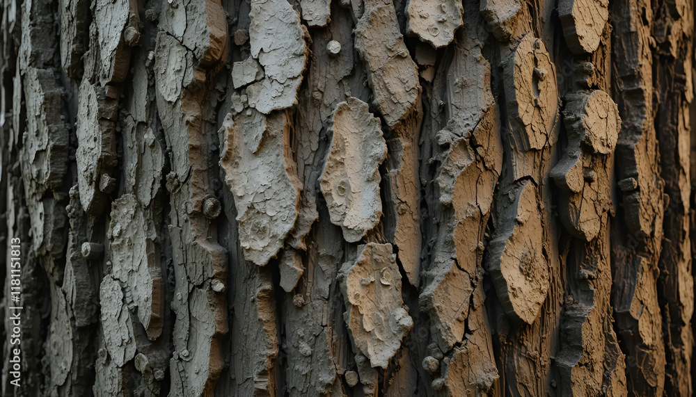 Close-Up of Rough Tree Bark Texture with Natural Earthy Tones Close-Up of Rough Tree Bark Texture with Natural Earthy Tones