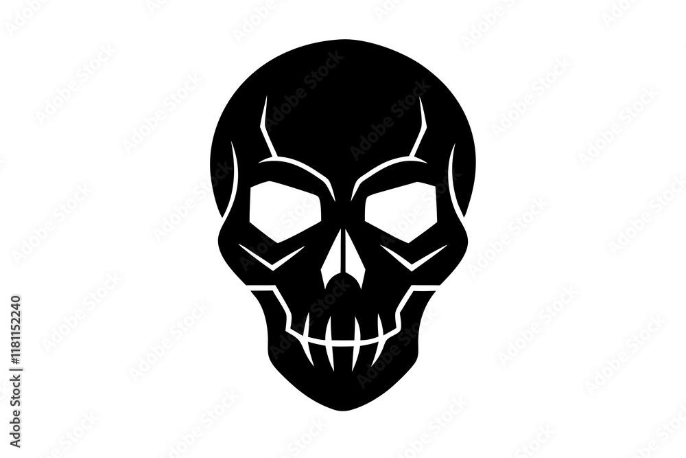 skull black silhouette vector, Simple silhouette Design vector icon with white background. Horror, Halloween image. skull black silhouette vector, Simple silhouette Design vector icon with white background. Horror, Halloween image.