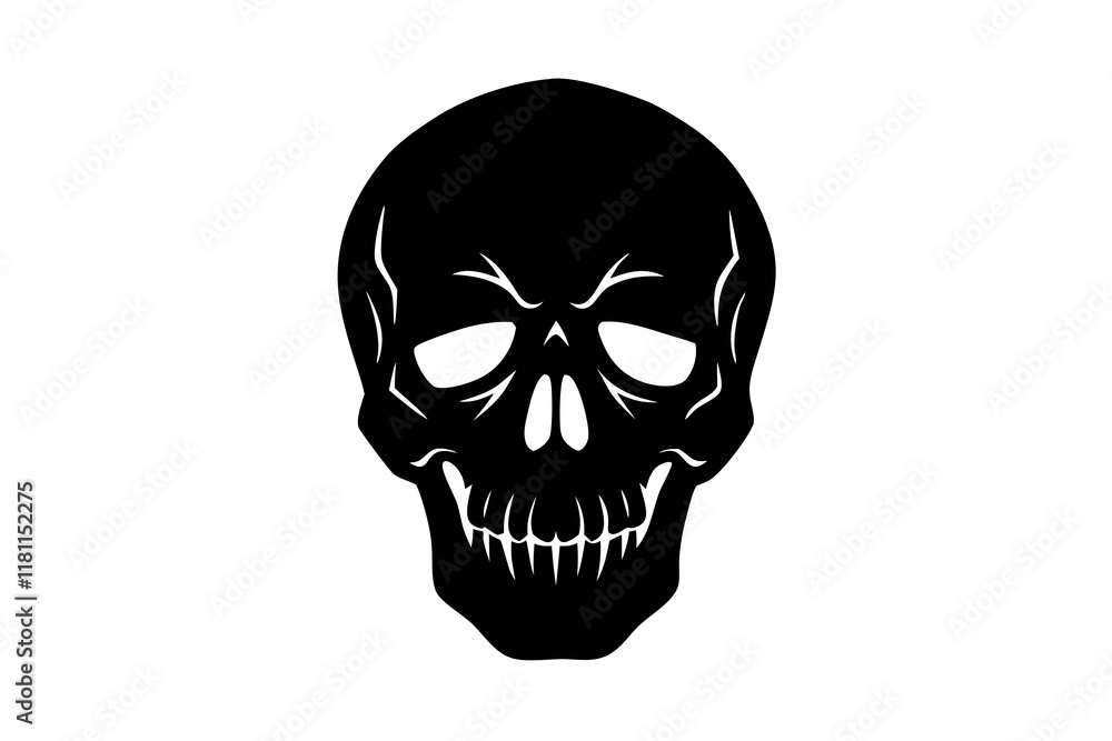 skull black silhouette vector, Simple silhouette Design vector icon with white background. Horror, Halloween image. skull black silhouette vector, Simple silhouette Design vector icon with white background. Horror, Halloween image.