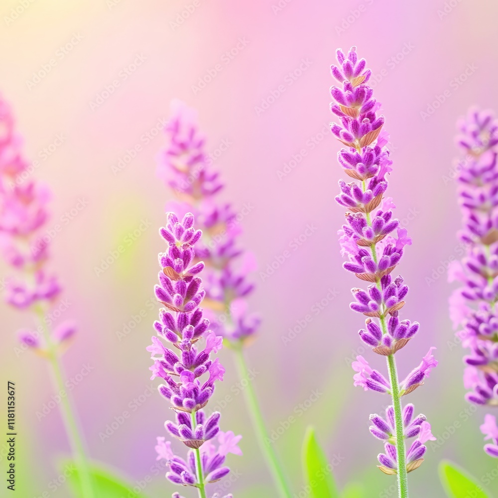 Obraz premium Delicate Lavender Blooms in Soft Pastel Light Summer Field