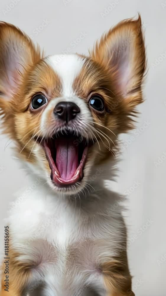 Joyful puppy expressing excitement with playful barking and lively ears Joyful puppy expressing excitement with playful barking and lively ears