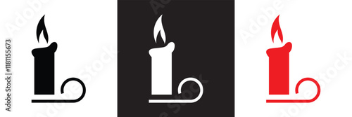 Set candle icon for religion commemorative and party. . isolated on white and black background. vector illustration. EPS 10