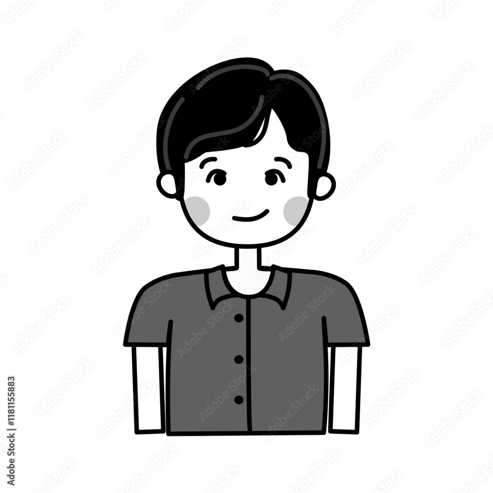 Mminimalist, grayscale illustration of a person with formal photos Mminimalist, grayscale illustration of a person with formal photos