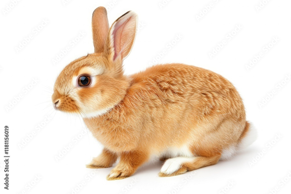 Clear Pixel Picture of Small Brown and White Rabbit on White Background Generative Ai Clear Pixel Picture of Small Brown and White Rabbit on White Background Generative Ai