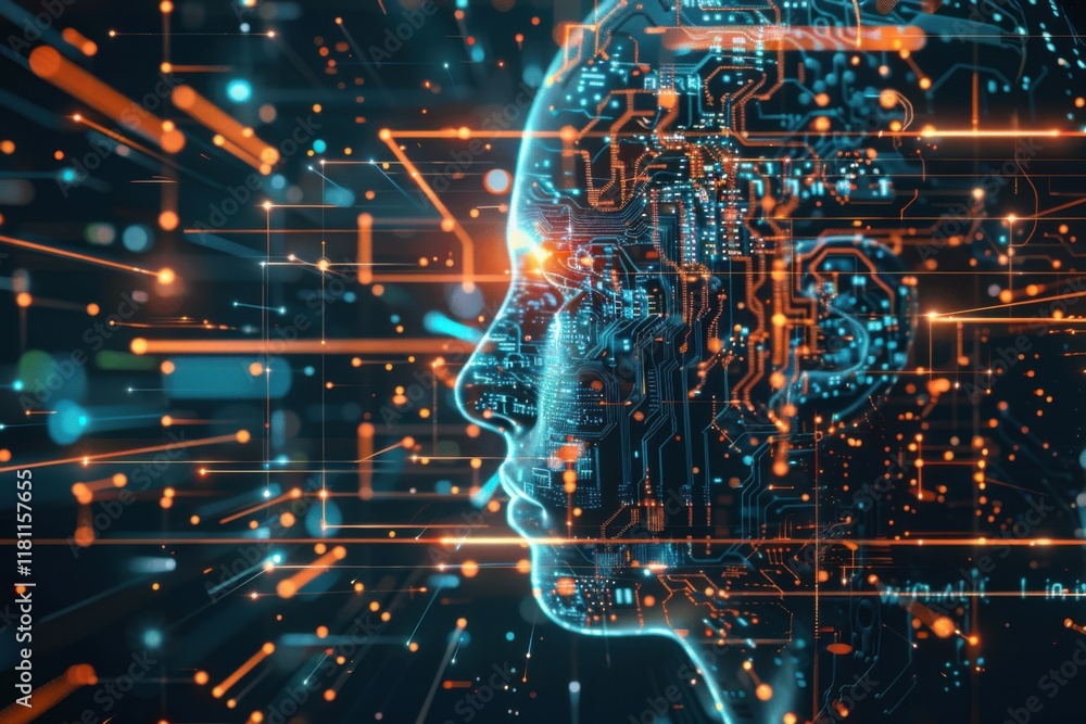 Futuristic AI circuit chip in a high-tech digital environment Futuristic AI circuit chip in a high-tech digital environment