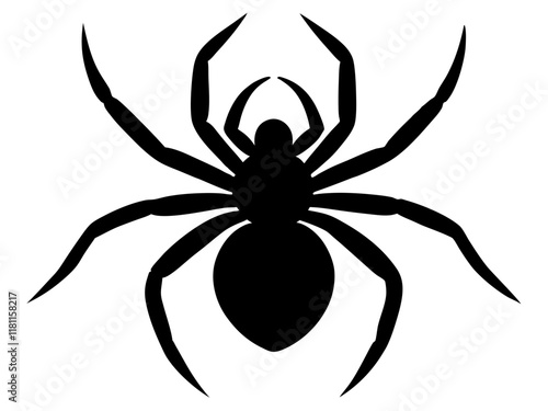 spider black silhouette vector, Simple silhouette Design vector icon with white background.