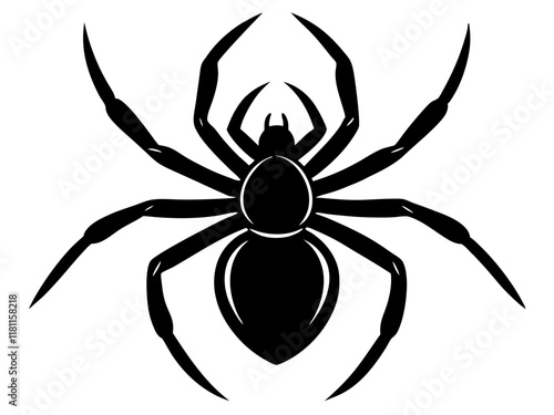 spider black silhouette vector, Simple silhouette Design vector icon with white background.