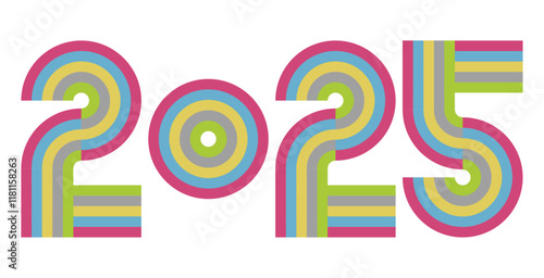 2025年　年号　西暦　文字背景　横　2