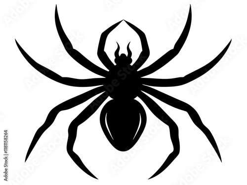 spider black silhouette vector, Simple silhouette Design vector icon with white background.