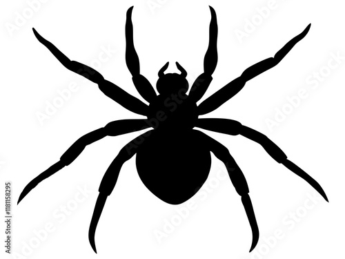 spider black silhouette vector, Simple silhouette Design vector icon with white background.