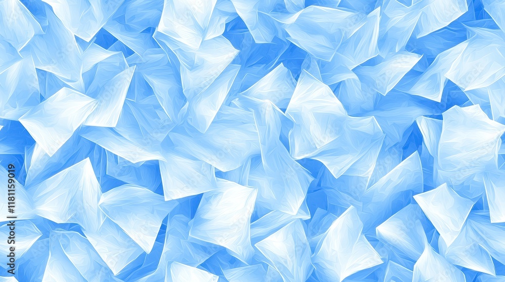 Naklejka premium Abstract Blue Crystal Ice Texture Background Shimmering Icy Fractal Pattern