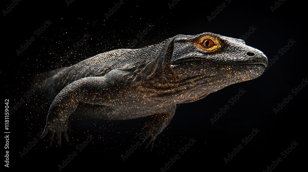 Golden Dust Lizard: A Majestic Reptile Portrait Golden Dust Lizard: A Majestic Reptile Portrait