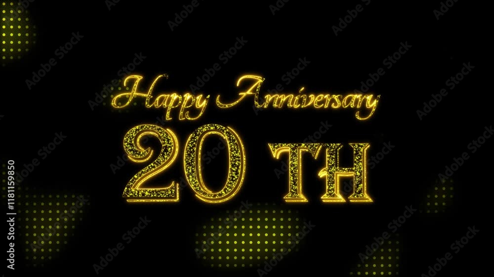 Happy Anniversary 20 th golden text with particles luxury animation ...