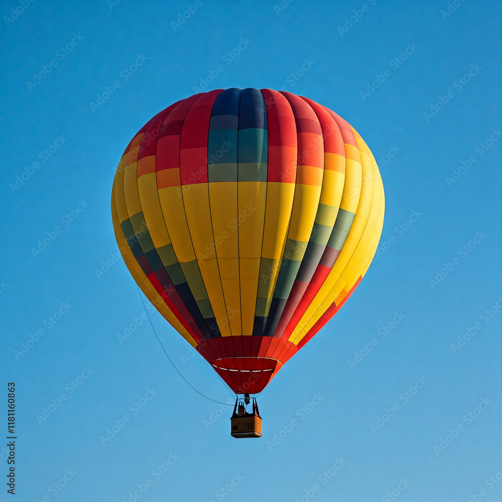 Naklejka premium colorful hot air balloon in the blue sky. Colorful hot air balloon flying on sky. travel and air transportation concept - balloon carnival.