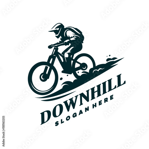 downhill bicycle vintage logo design vector template illustration