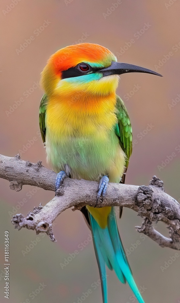 Obraz premium Colorful bird perched on branch with blurred background. (1)