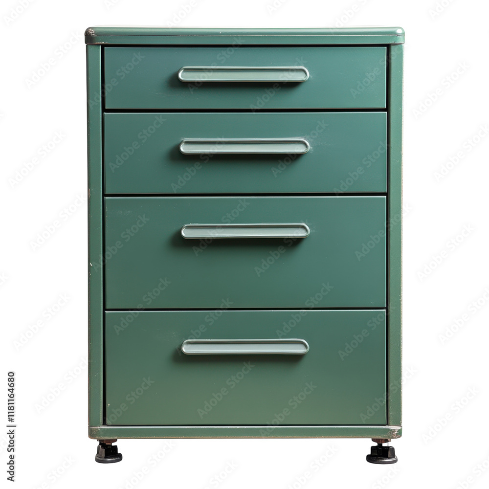 Green Filing Cabinet in Office on transparent PNG background. Green Filing Cabinet in Office on transparent PNG background.