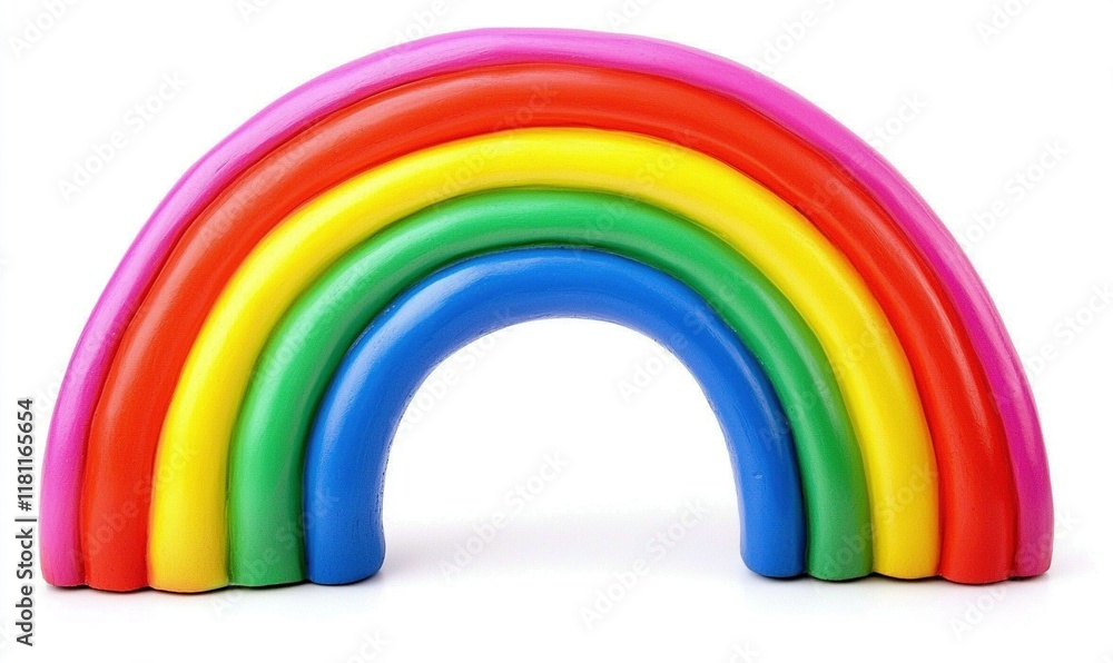Fototapeta premium Colorful rainbow arc against white background, ideal for educational or creative projects.