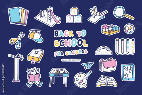 Pack of 20 vector education icons / illustrations "Back to school". Cute icons, ideal for teachers, students, parents... Ready to be printed as stickers: with an outline and a white background.