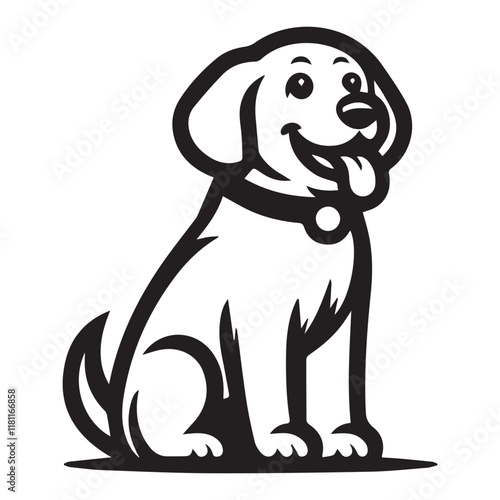  Black dog vector silhouette on white background, dog logo vector, dog icon vector, cute puppy dog symbol for sticker and logo design