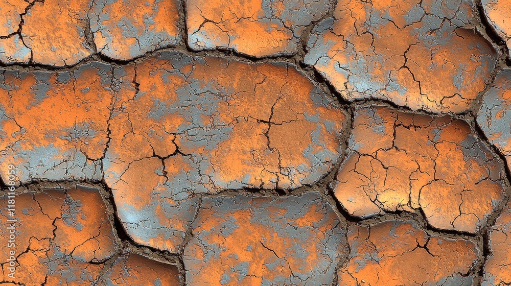 Cracked Earth Texture Dry Orange and Grey Soil Background Cracked Earth Texture Dry Orange and Grey Soil Background