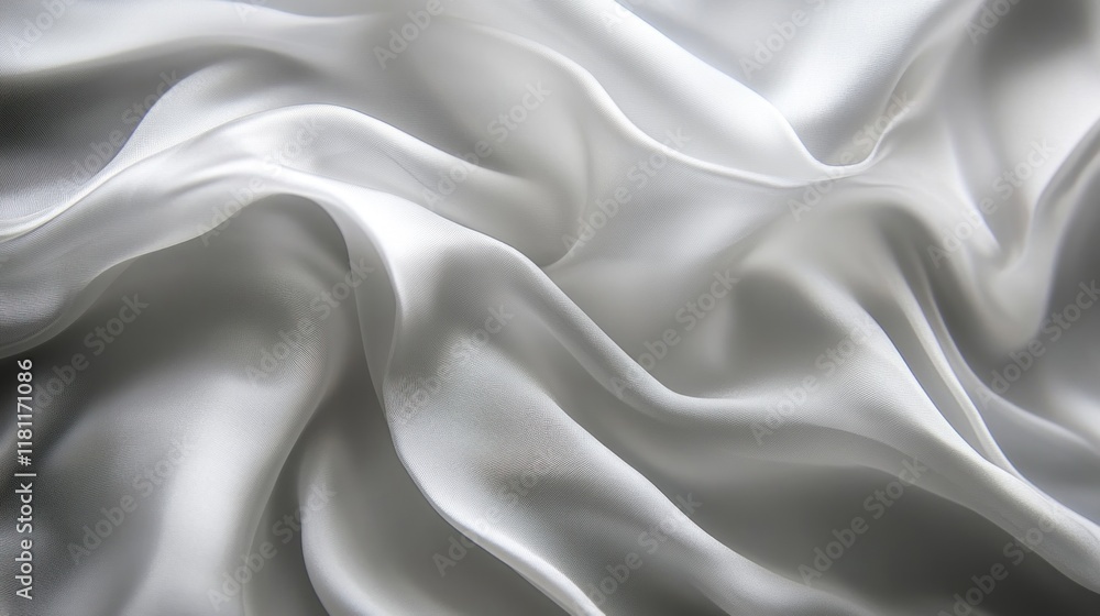 Obraz premium Smooth, flowing white fabric with elegant draping and soft light reflections.