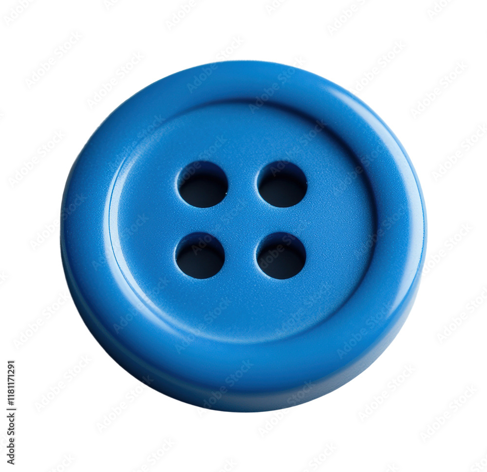 Flat blue button with four holes for crafts and design high fidelity detail close-up creative concept isolated on transparent background png Flat blue button with four holes for crafts and design high fidelity detail close-up creative concept isolated on transparent background png